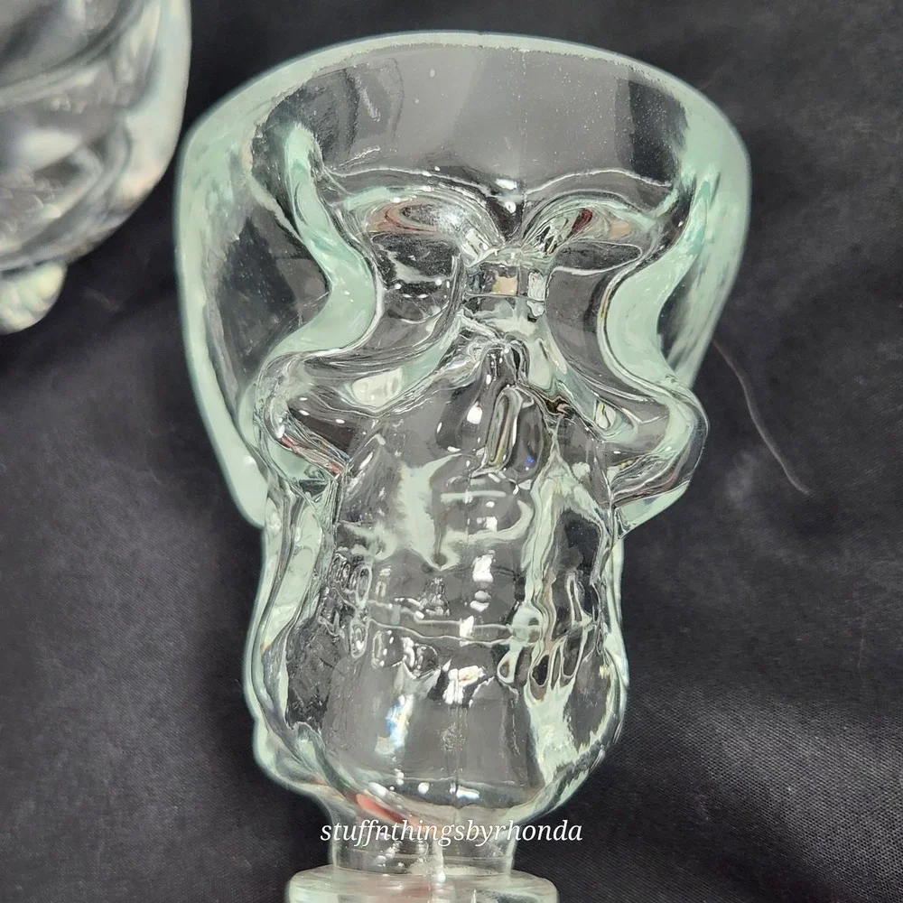 Godinger Skeleton Skull Clear Liquor Whiskey‎ Decanter Halloween Bar Drink Décor